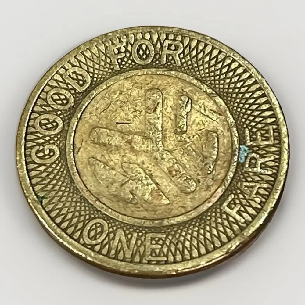 NYC Transit Authority Subway Token Good For One Fare 1970s Brass Vintage